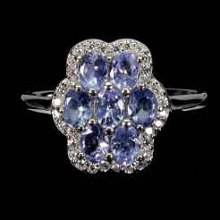 Pierścionek z tanzanitami i cyrkoniami