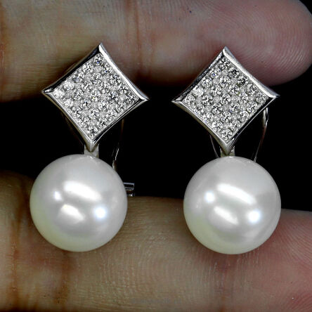 Kolczyki z perłami i cyrkoniami