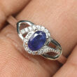 Pierścionek z szafirem i cyrkoniami - 2
