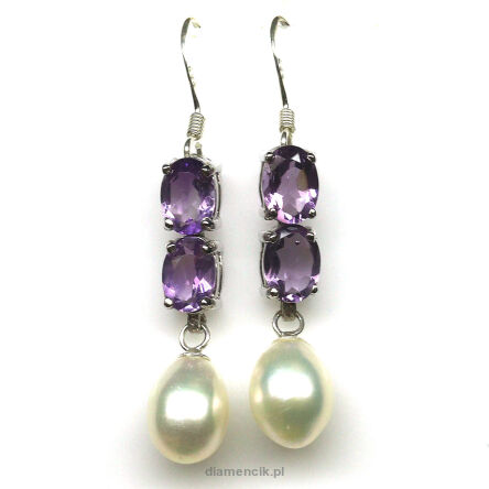 Kolczyki z perłami i ametystami