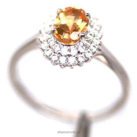 Pierścionek z cytrynem i cyrkoniami