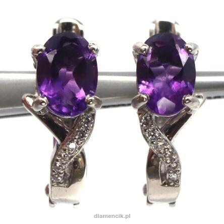 Kolczyki z ametystami i cyrkonami