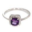Pierścionek z ametystem i cyrkonami - 2