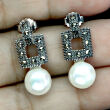 Kolczyki z perłami i markazytami - 2
