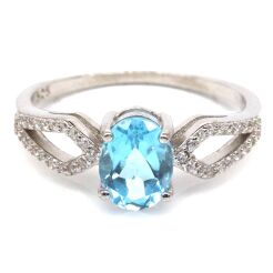 Pierścionek z topazem i cyrkonami