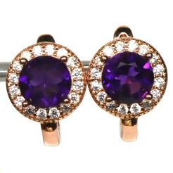 Kolczyki z ametystami i cyrkonami