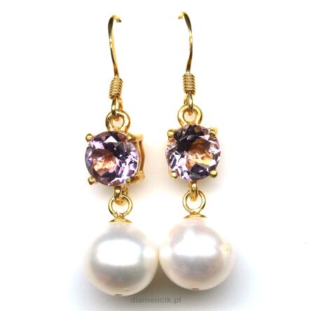 Kolczyki z perłami i ametystami