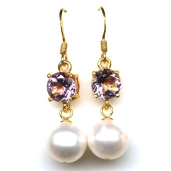 Kolczyki z perłami i ametystami