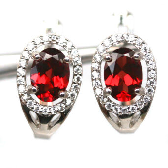 Kolczyki z granatami i cyrkoniami