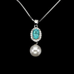 Naszyjnik z perłą, apatytem i cyrkoniami