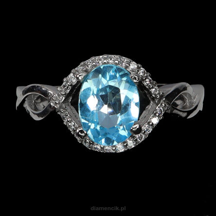 Pierścionek z topazem i cyrkoniami