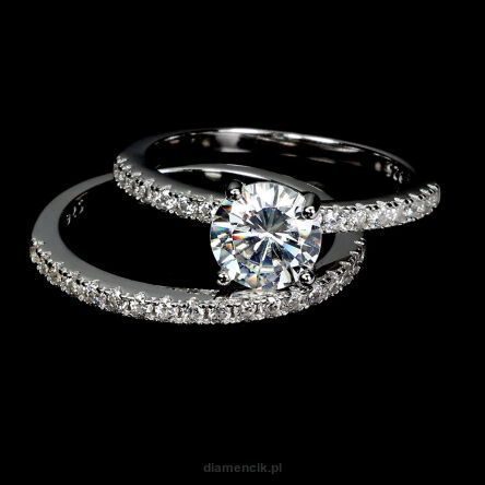 Pierścionek z cyrkoniami PODWÓJNY
