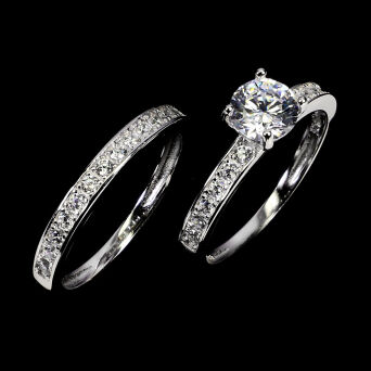 Pierścionek z cyrkoniami PODWÓJNY