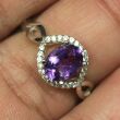 Pierścionek z ametystem i cyrkonami - 2