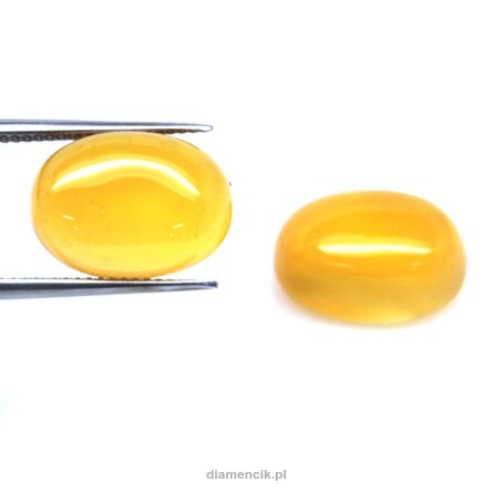 Chalcedon żółty kaboszon 15 x 10,5 mm para