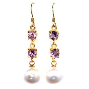 Kolczyki z perłami i ametystami