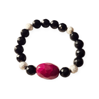 Bransoletka z onyksami i jadeitem