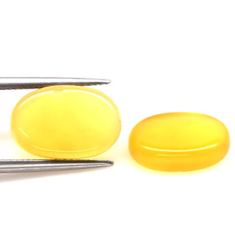 Chalcedon żółty kaboszon 15,5 x 10,5 mm para